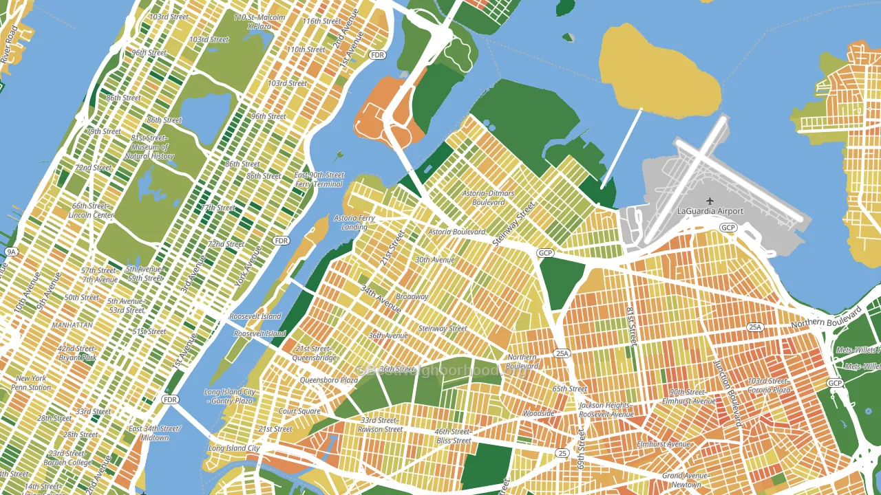 Astoria, Queens, NY block-group voter-turnout map