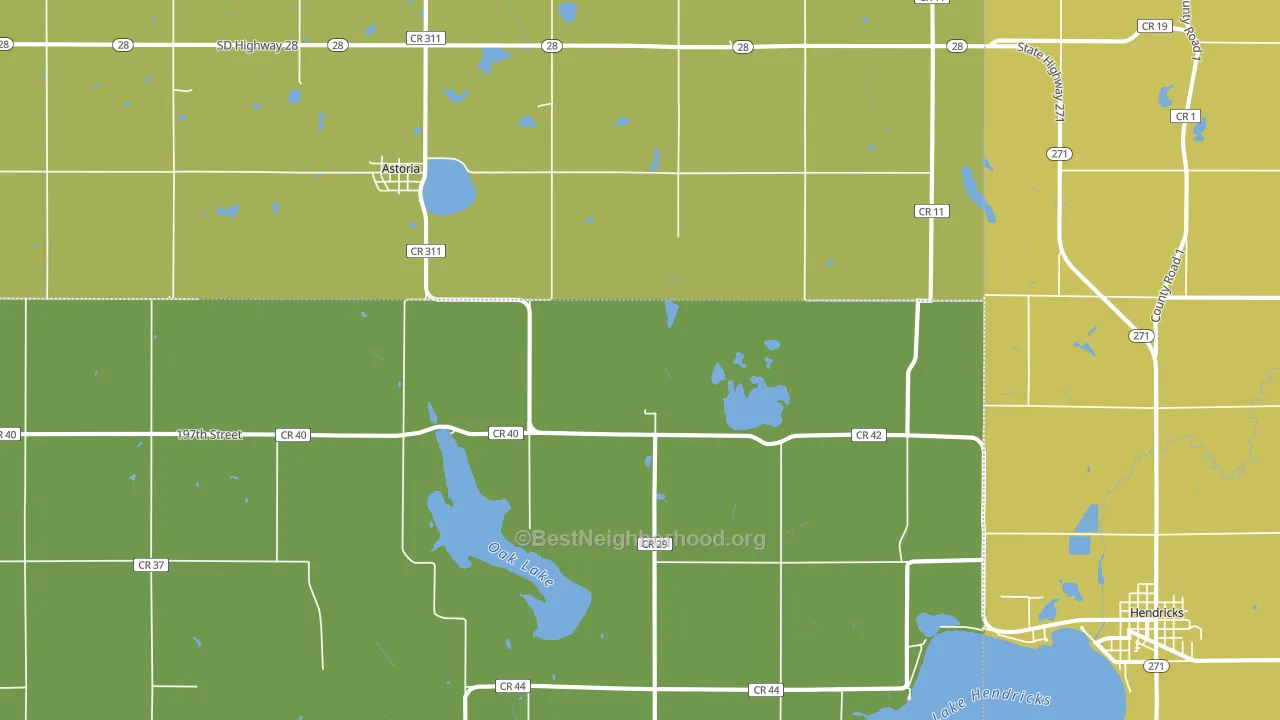Astoria, SD block-group voter-turnout map