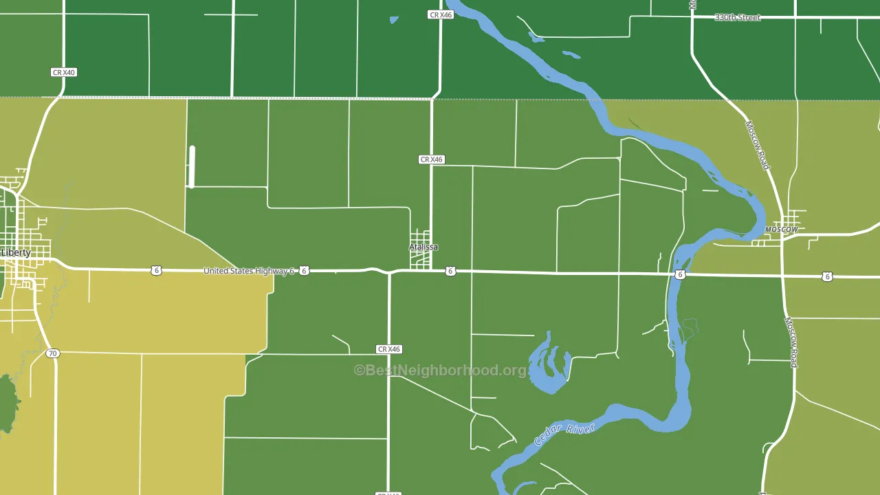 Atalissa, IA block-group voter-turnout map