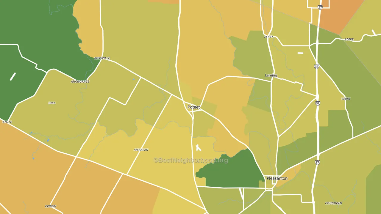 Atascosa County, TX block-group voter-turnout map