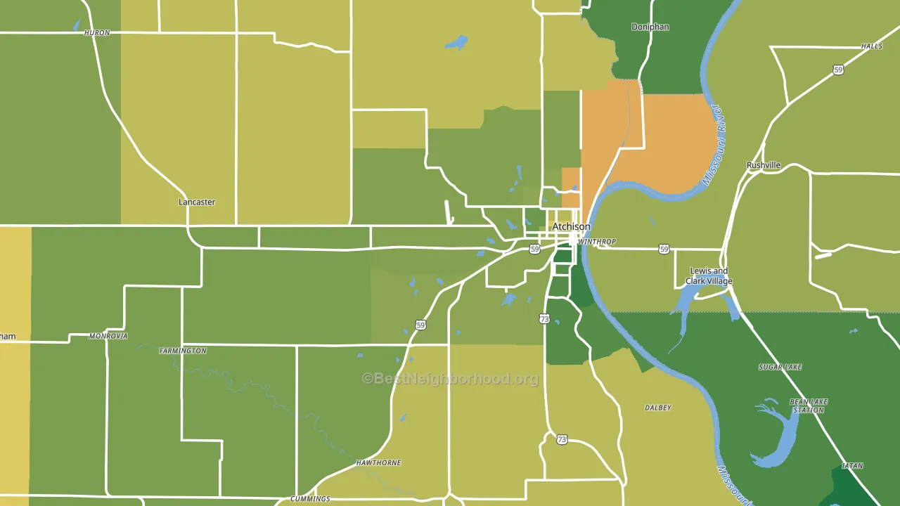 Atchison County, KS block-group voter-turnout map