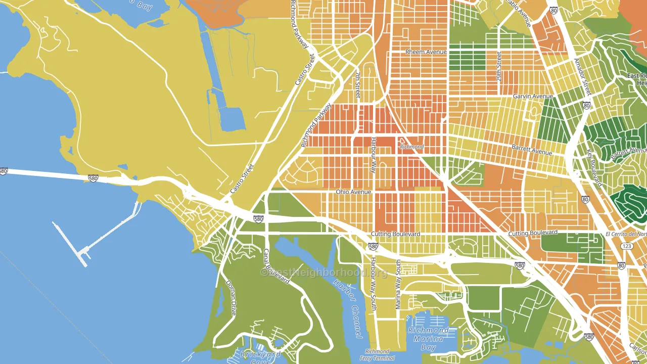 Atchison Woods, Richmond, CA block-group voter-turnout map