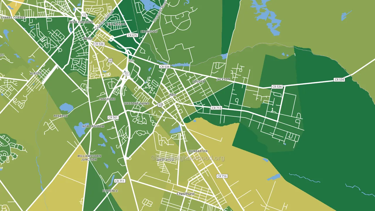 Atco, NJ block-group voter-turnout map