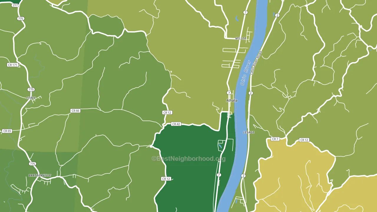 Athalia, OH block-group voter-turnout map