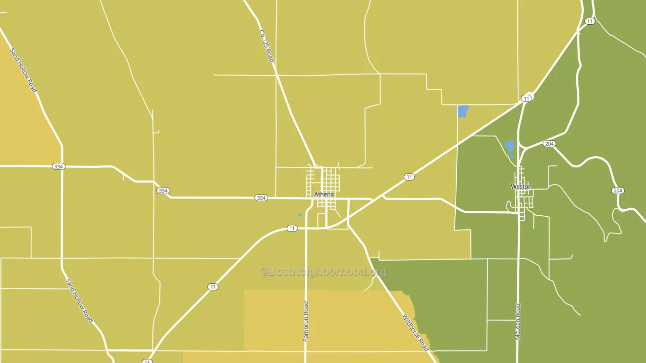 Athena, OR block-group voter-turnout map
