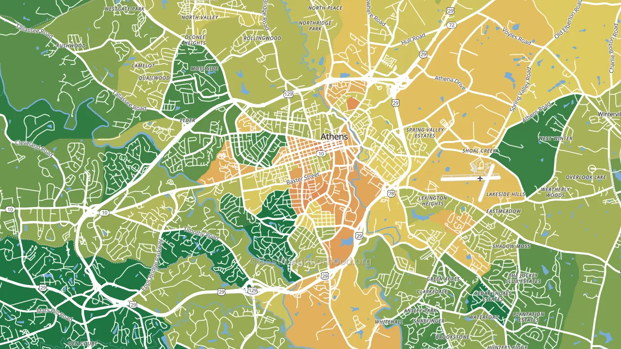 Athens, GA block-group voter-turnout map