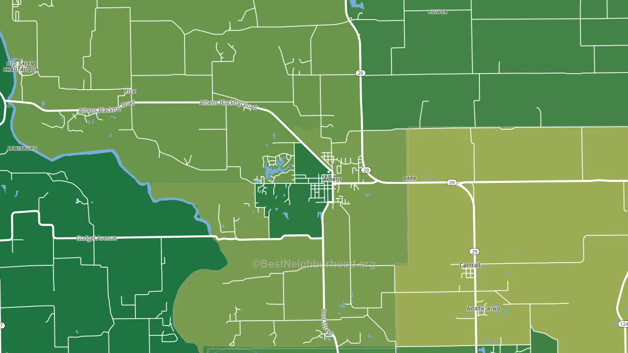 Athens, IL block-group voter-turnout map
