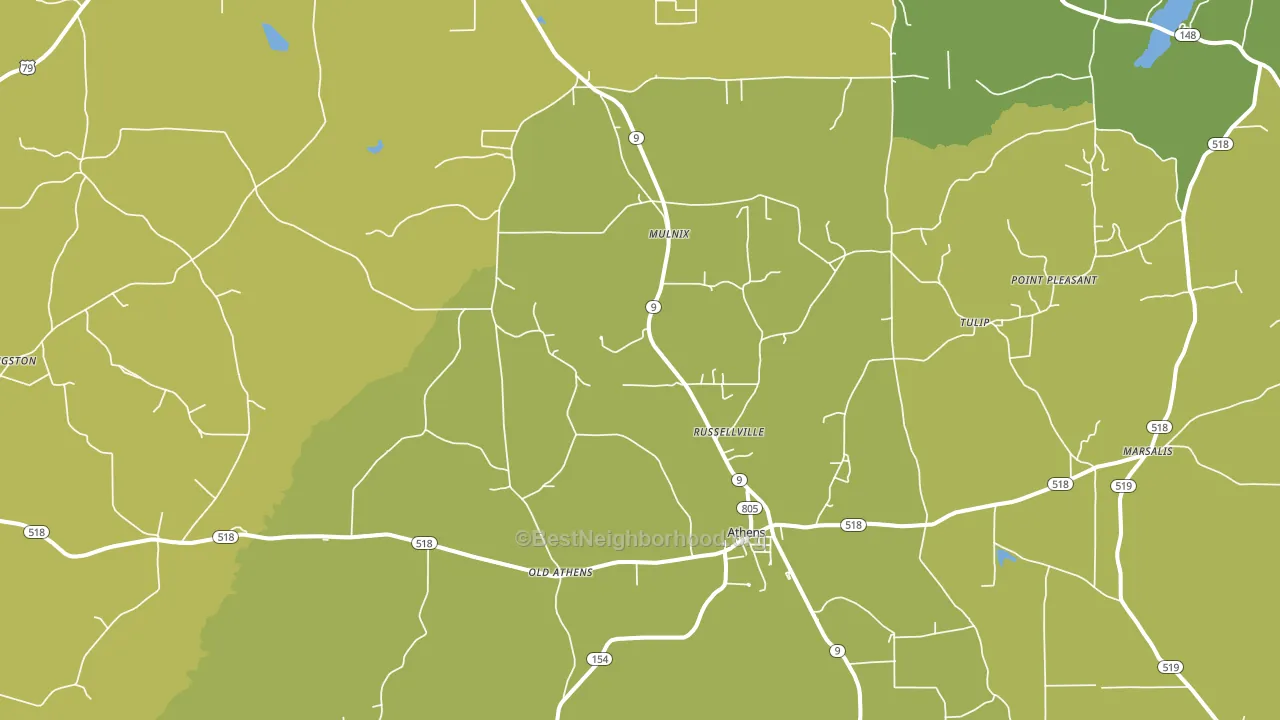 Athens, LA block-group voter-turnout map
