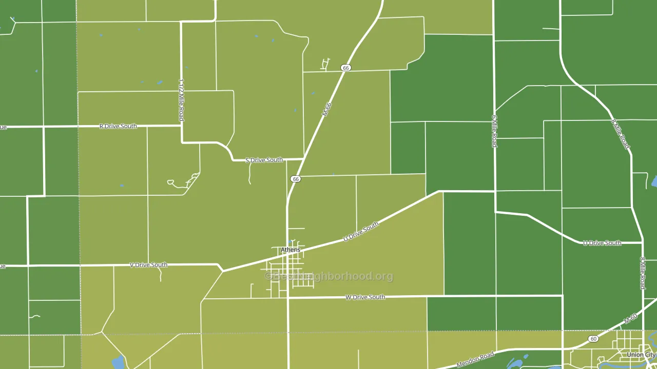 Athens, MI block-group voter-turnout map