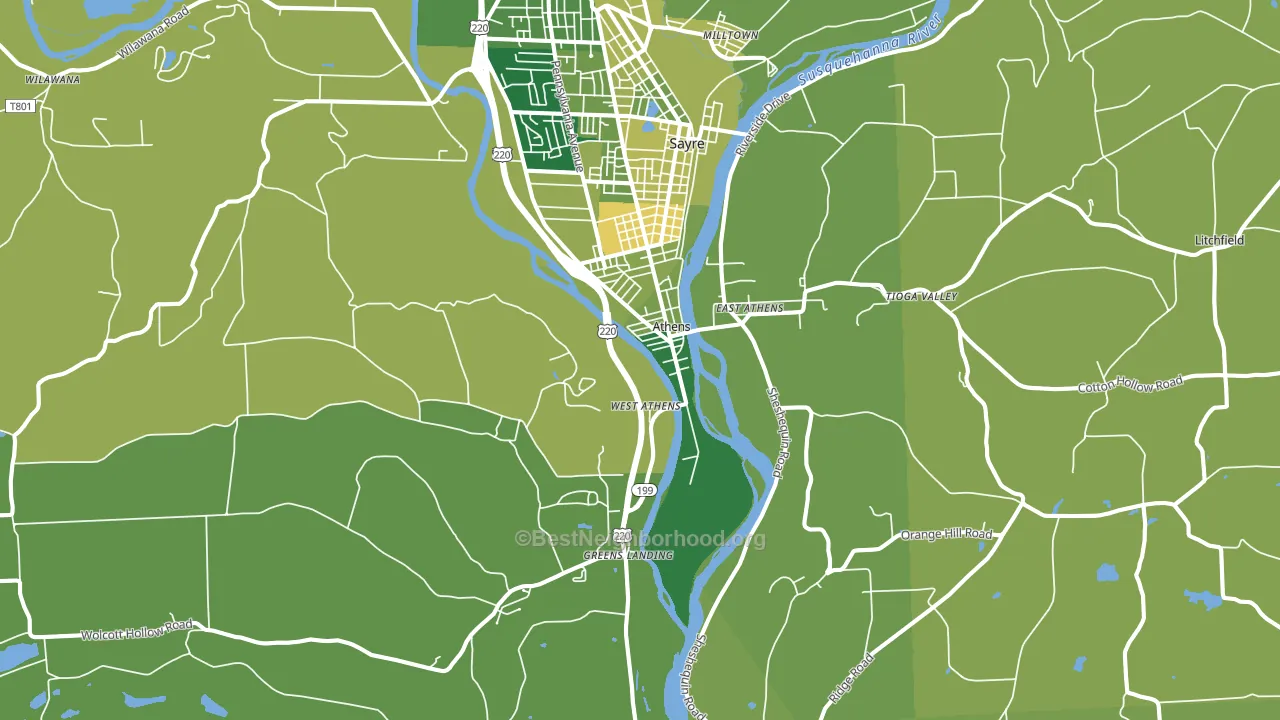 Athens, PA block-group voter-turnout map