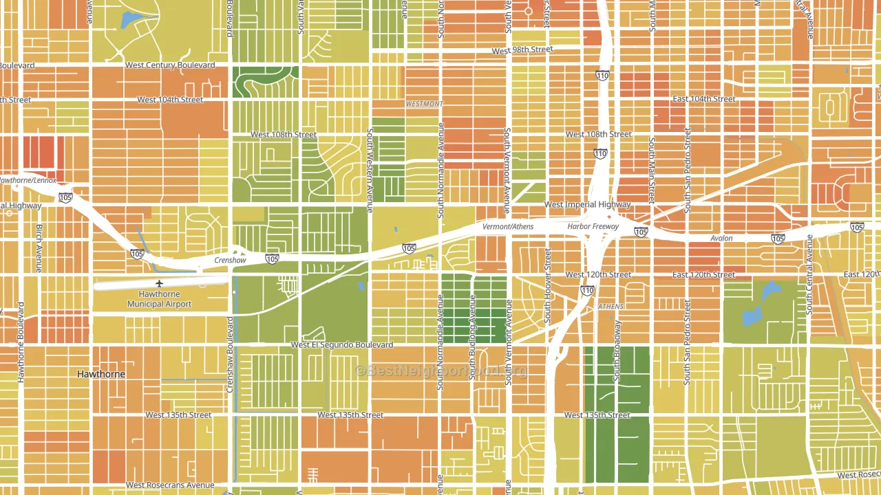 Athens, West Athens, CA block-group voter-turnout map