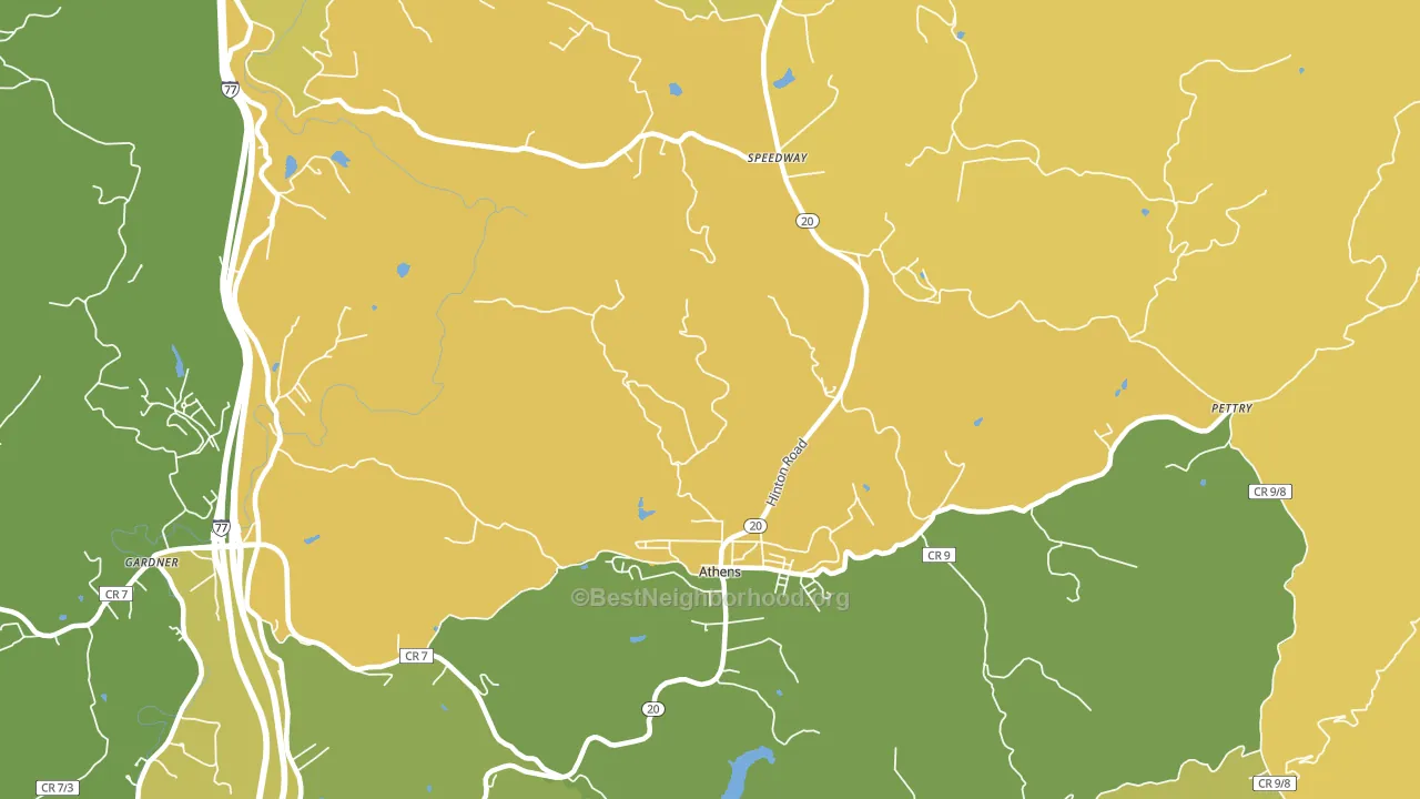 Athens, WV block-group voter-turnout map