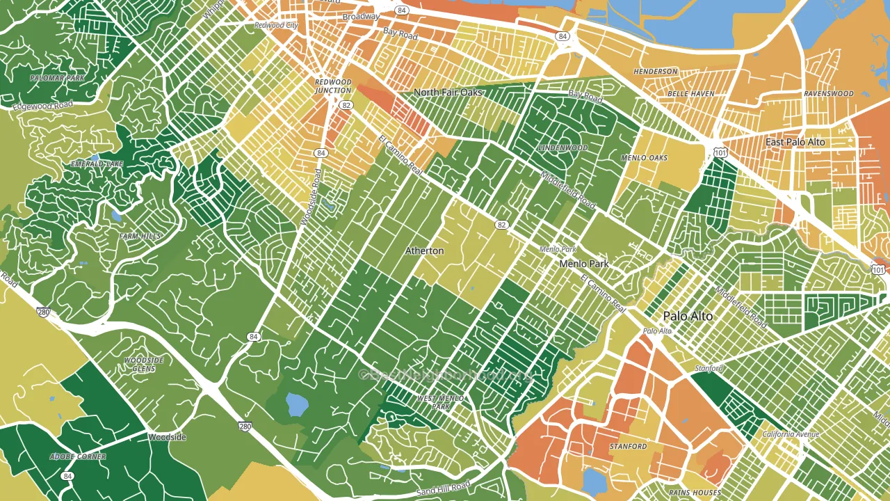 Atherton, CA block-group voter-turnout map