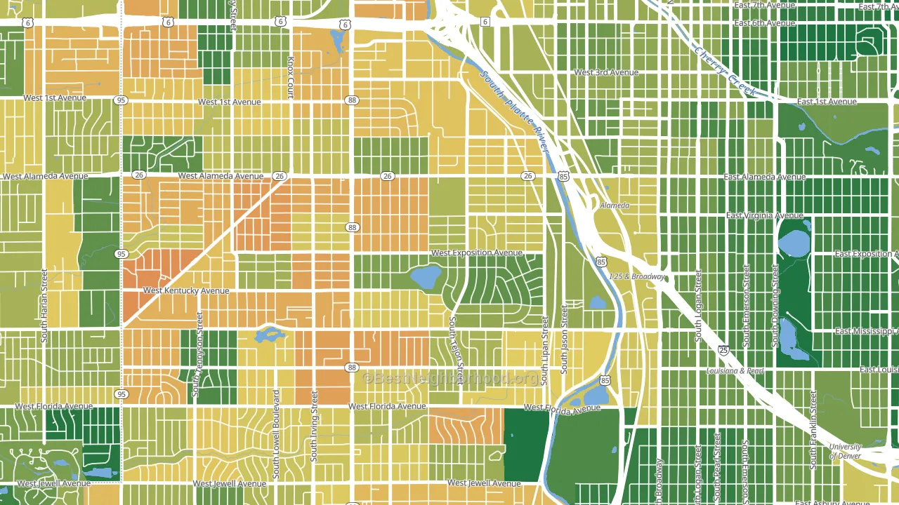 Athmar Park, Denver, CO block-group voter-turnout map