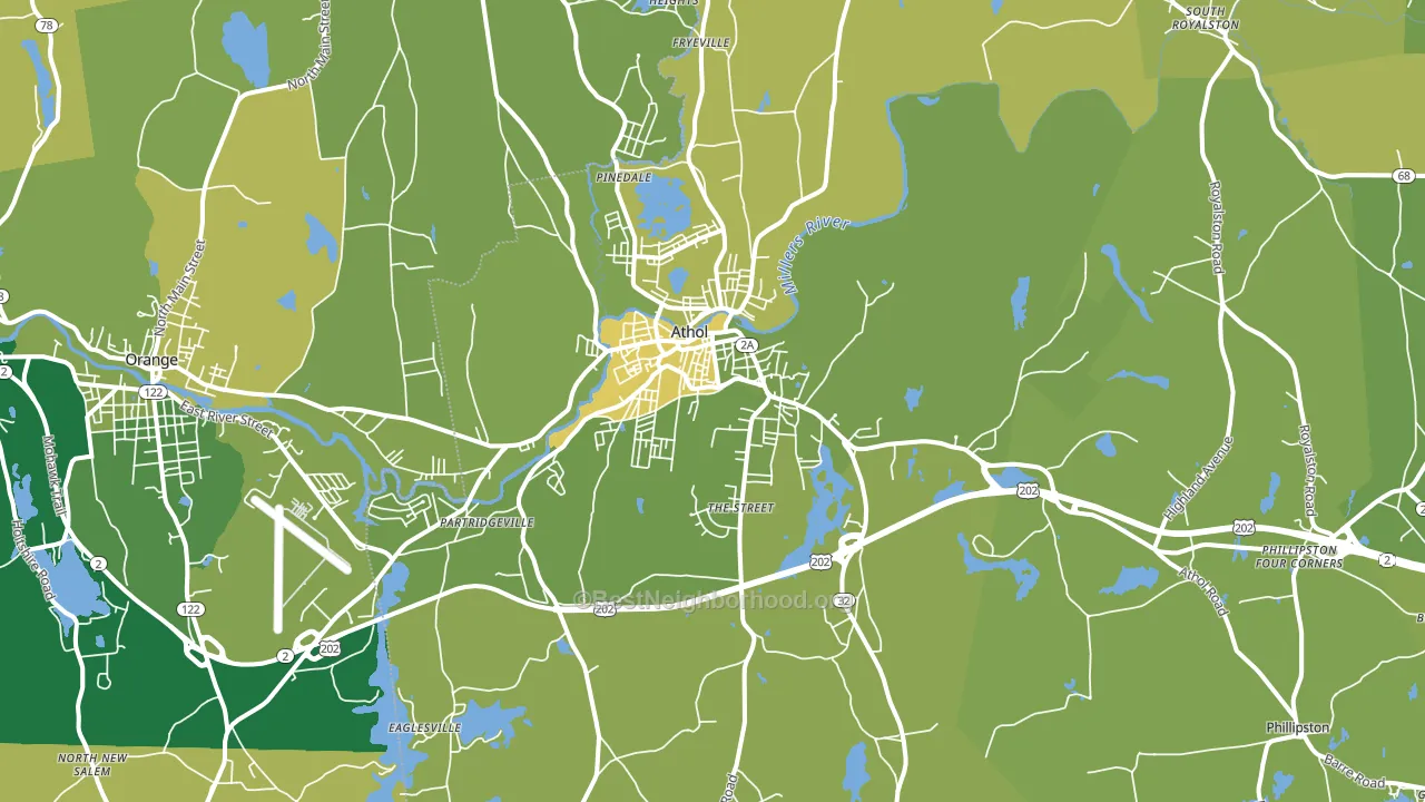 Athol, MA block-group voter-turnout map