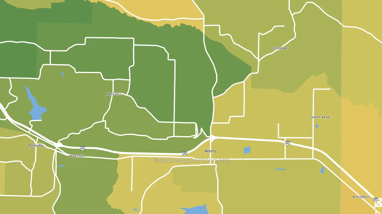 Atkins, AR block-group voter-turnout map