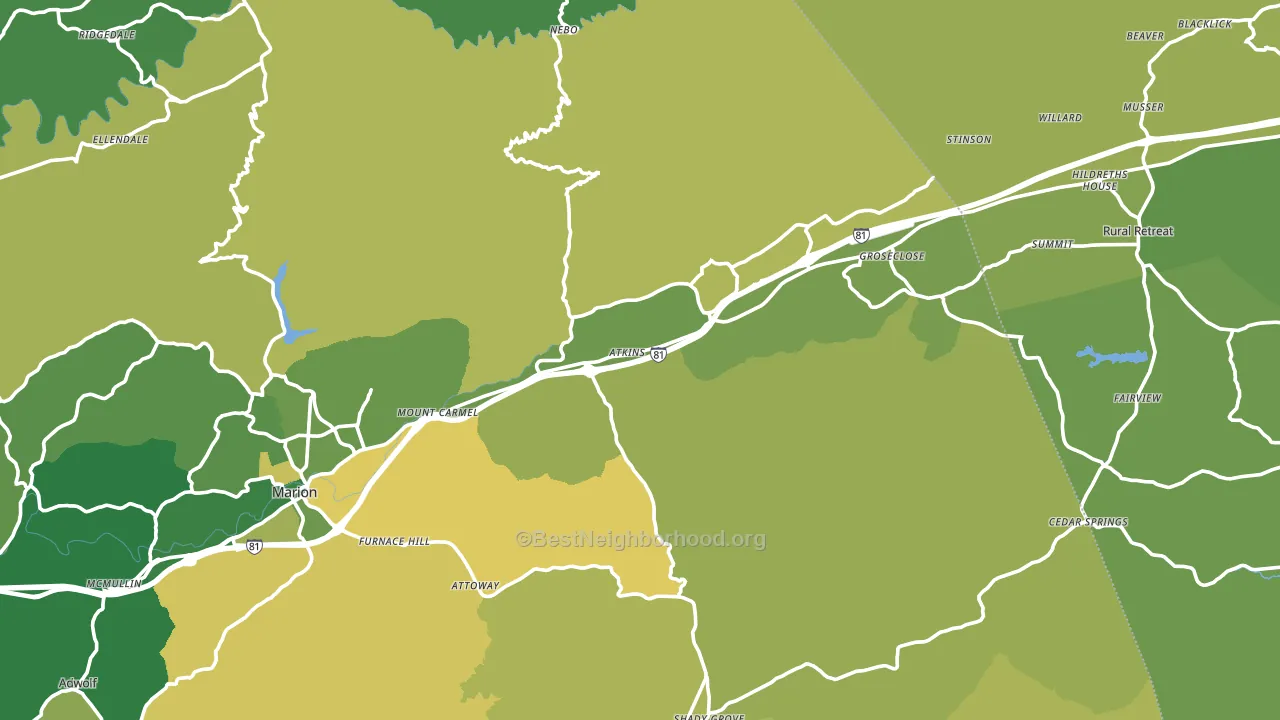 Atkins, VA block-group voter-turnout map