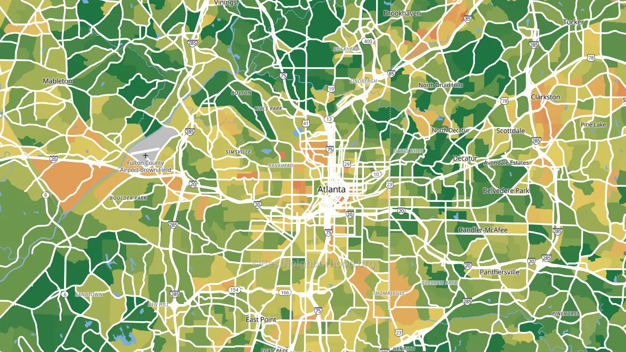 Atlanta, GA block-group voter-turnout map