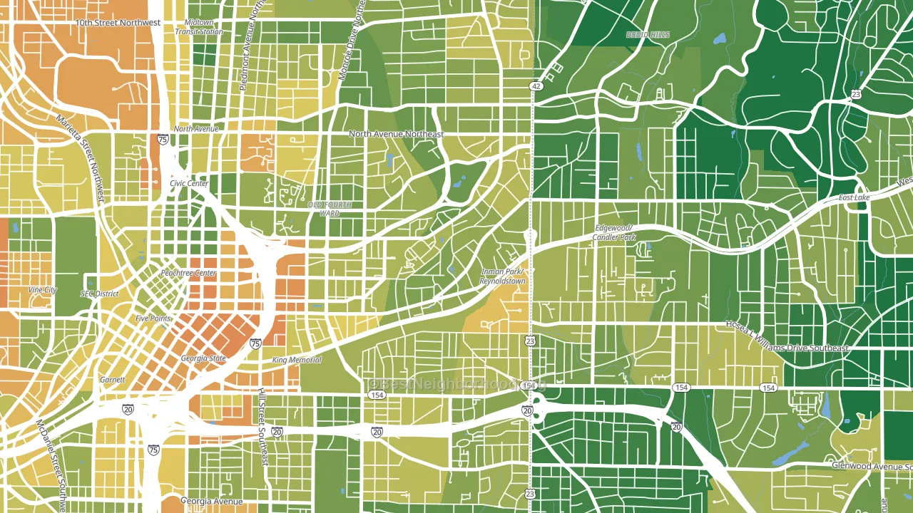 Atlanta-Inman Park, Atlanta, GA block-group voter-turnout map