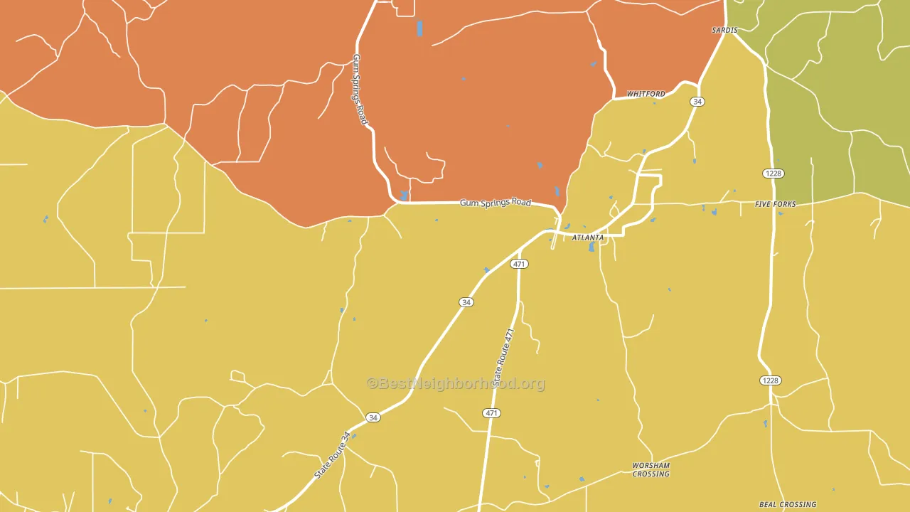 Atlanta, LA block-group voter-turnout map