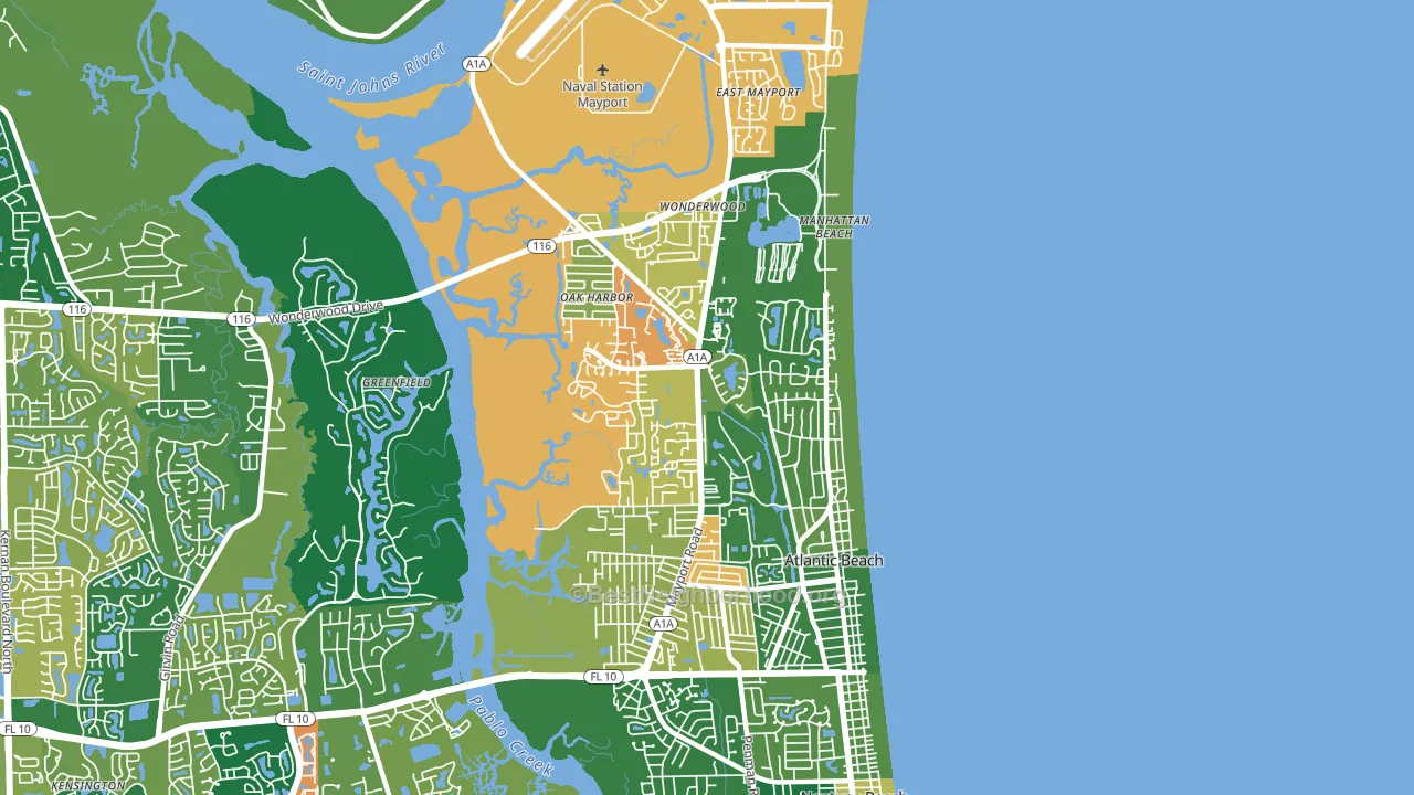 Atlantic Beach, FL block-group voter-turnout map
