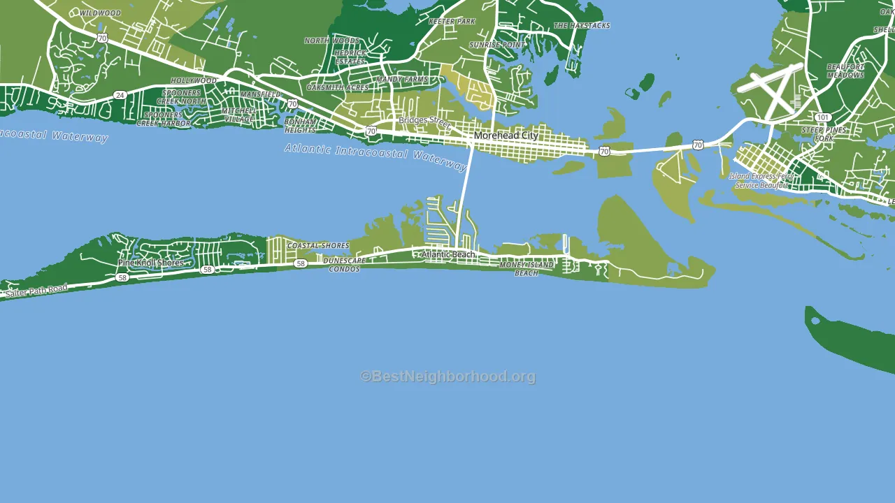 Atlantic Beach, NC block-group voter-turnout map