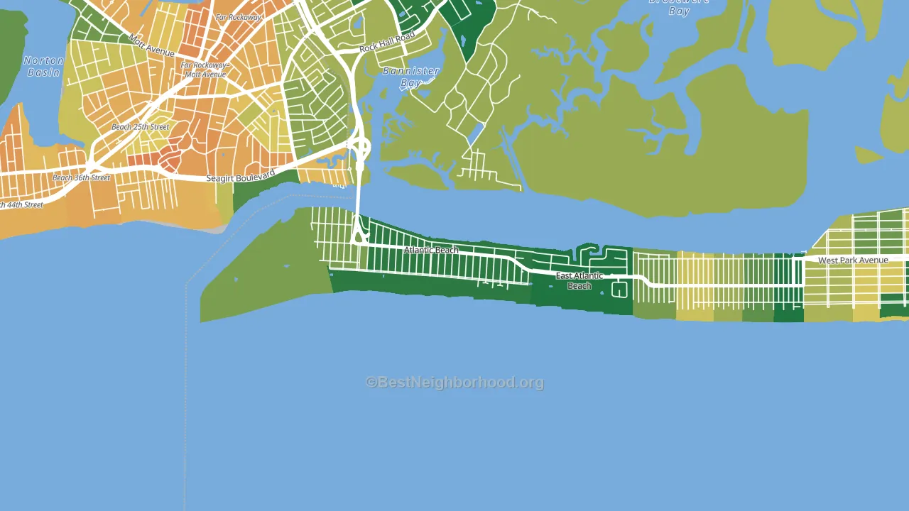 Atlantic Beach, NY block-group voter-turnout map