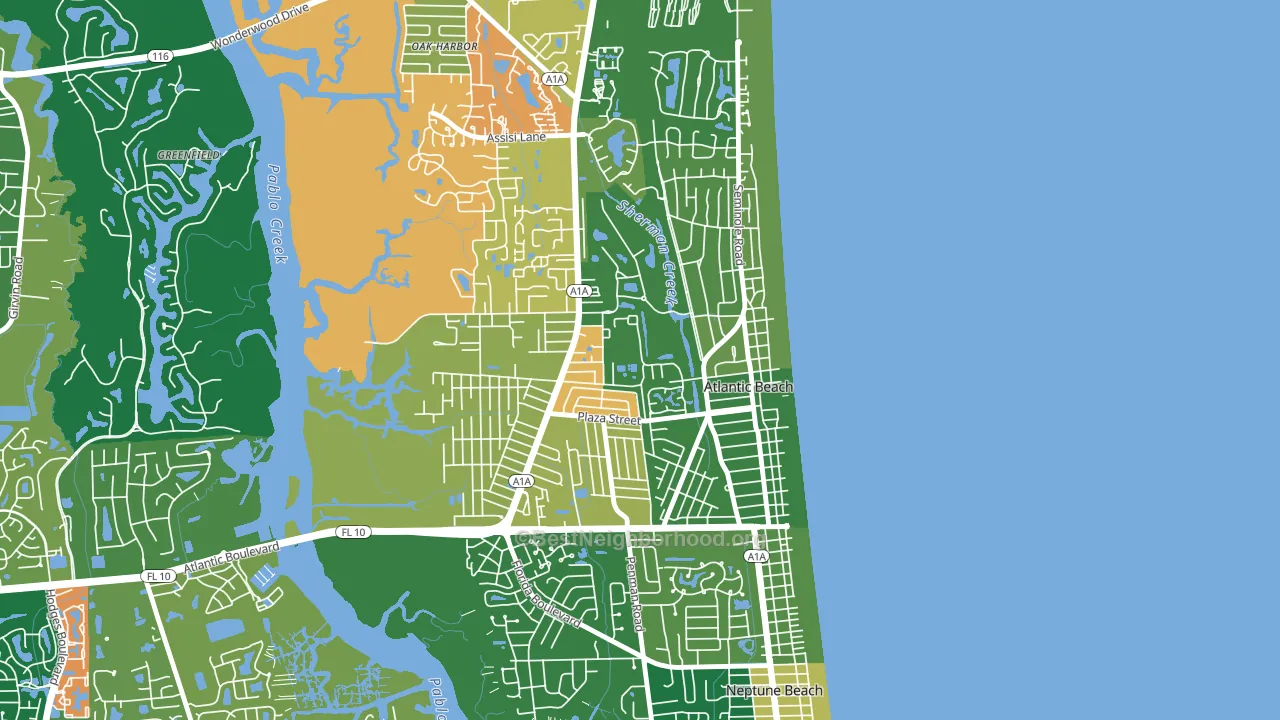 Atlantic Beaches, Atlantic Beach, FL block-group voter-turnout map
