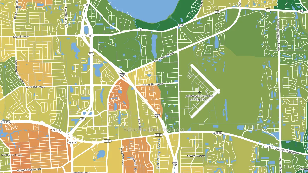 Atlantic Boulevard Estates, Jacksonville, FL block-group voter-turnout map