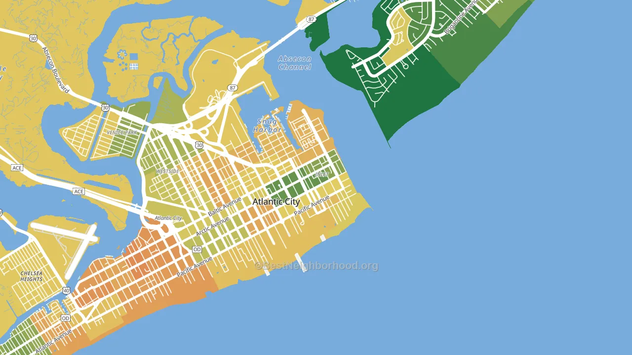 Atlantic City Inlet, Atlantic City, NJ block-group voter-turnout map