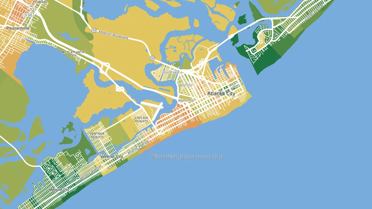 Atlantic City, NJ block-group voter-turnout map