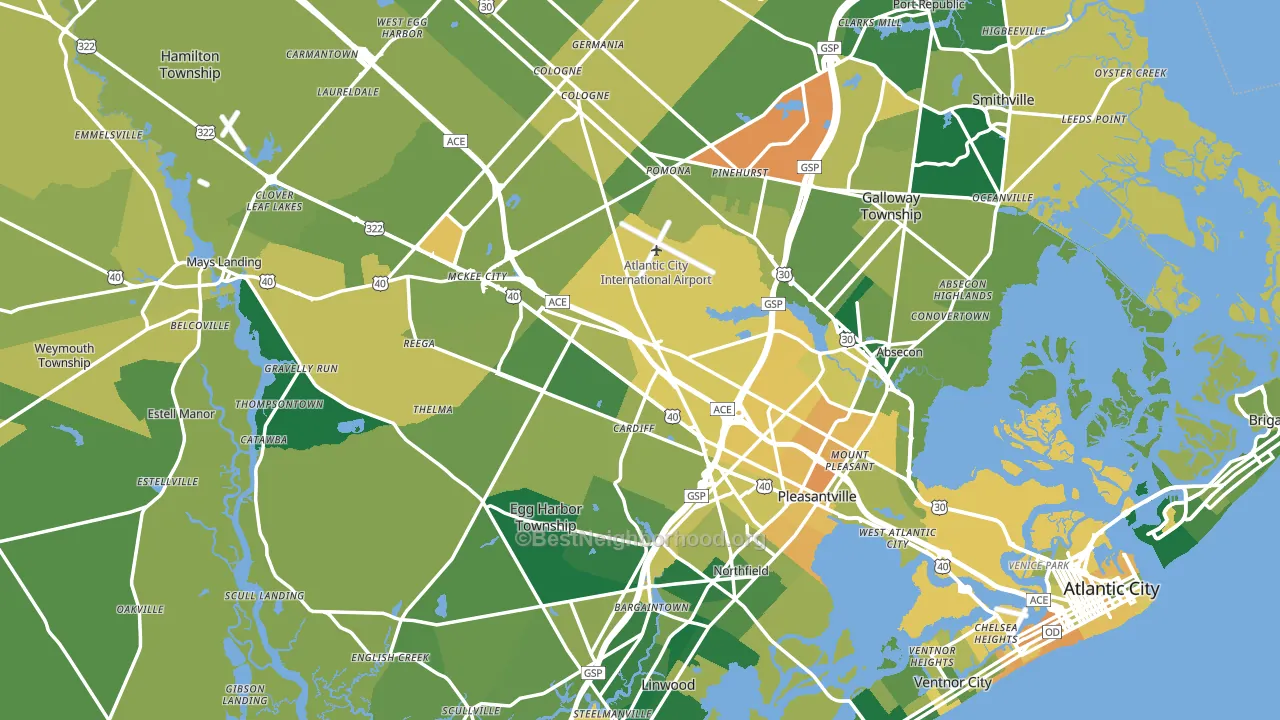 Atlantic County, NJ block-group voter-turnout map