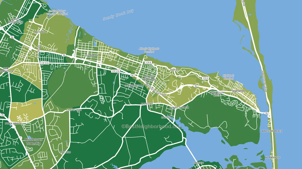 Atlantic Highlands, NJ block-group voter-turnout map