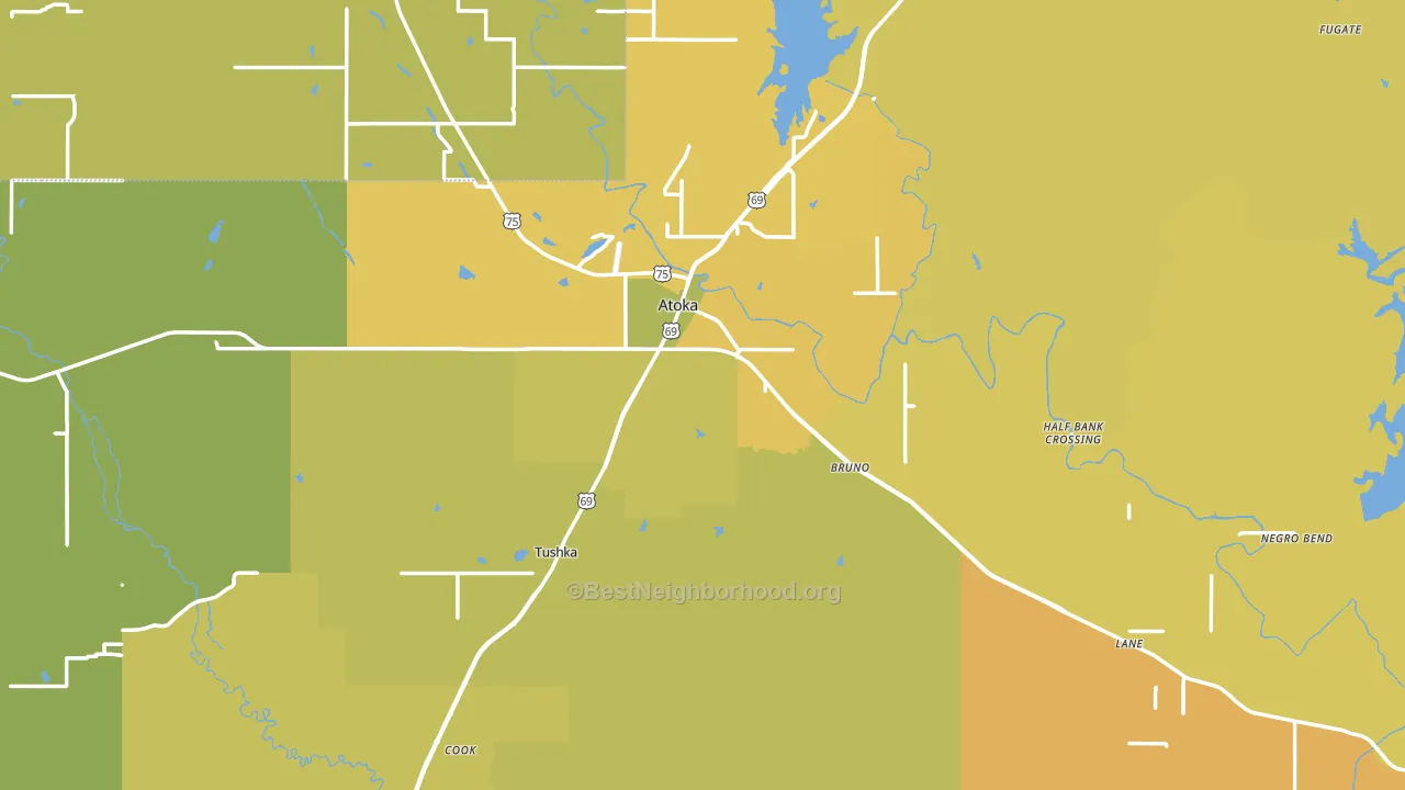 Atoka, OK block-group voter-turnout map