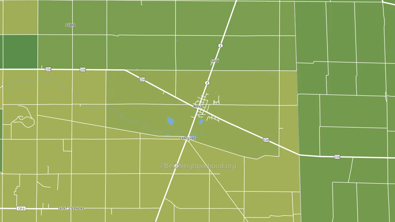 Attica, OH block-group voter-turnout map