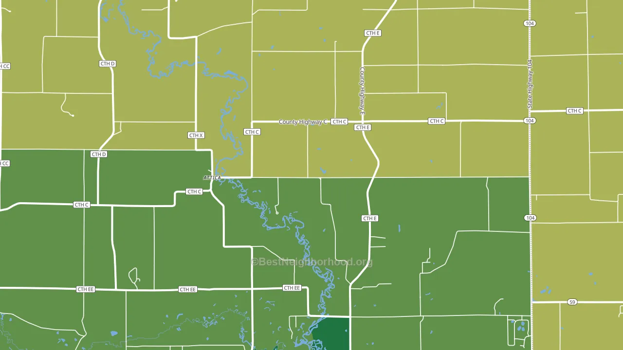 Attica, WI block-group voter-turnout map