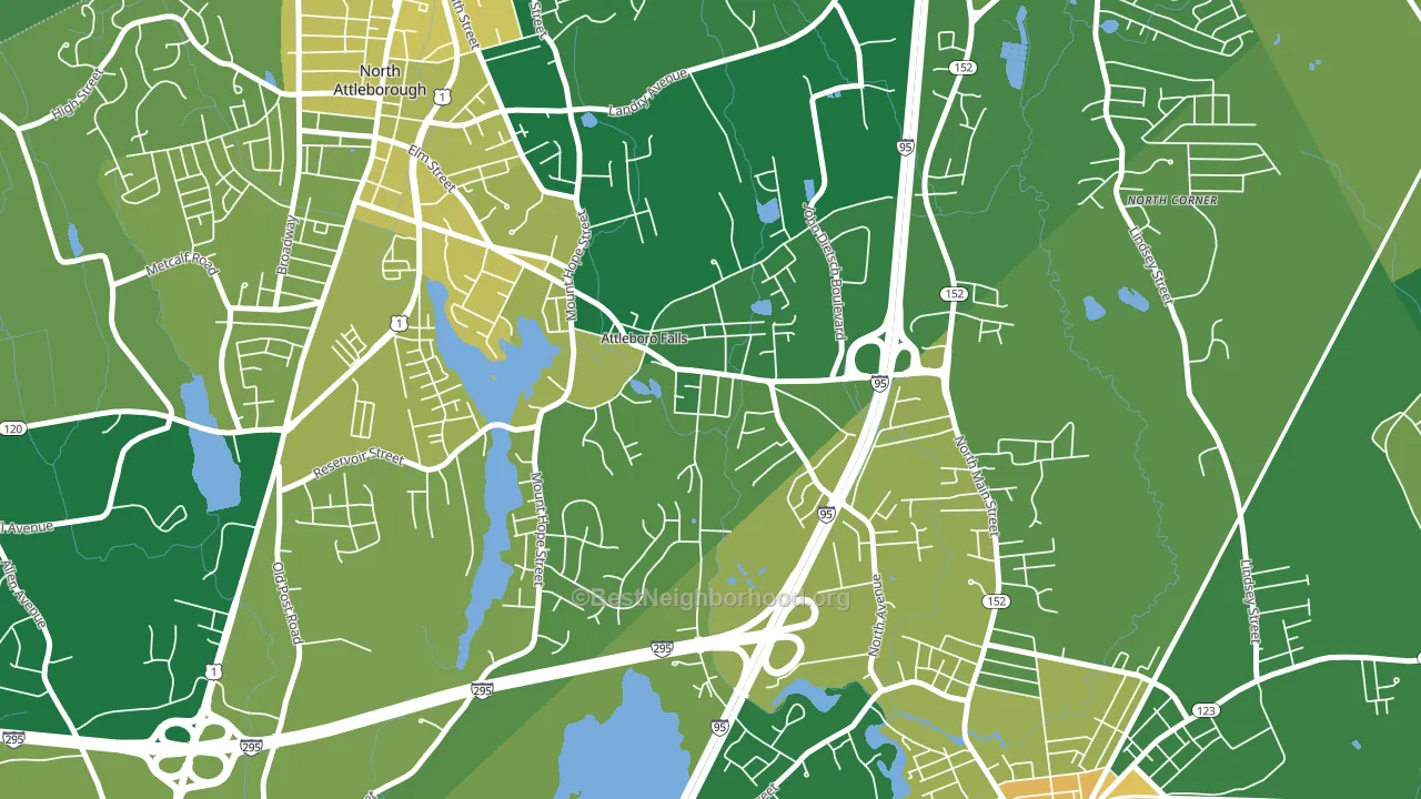 Attleboro Falls, MA block-group voter-turnout map