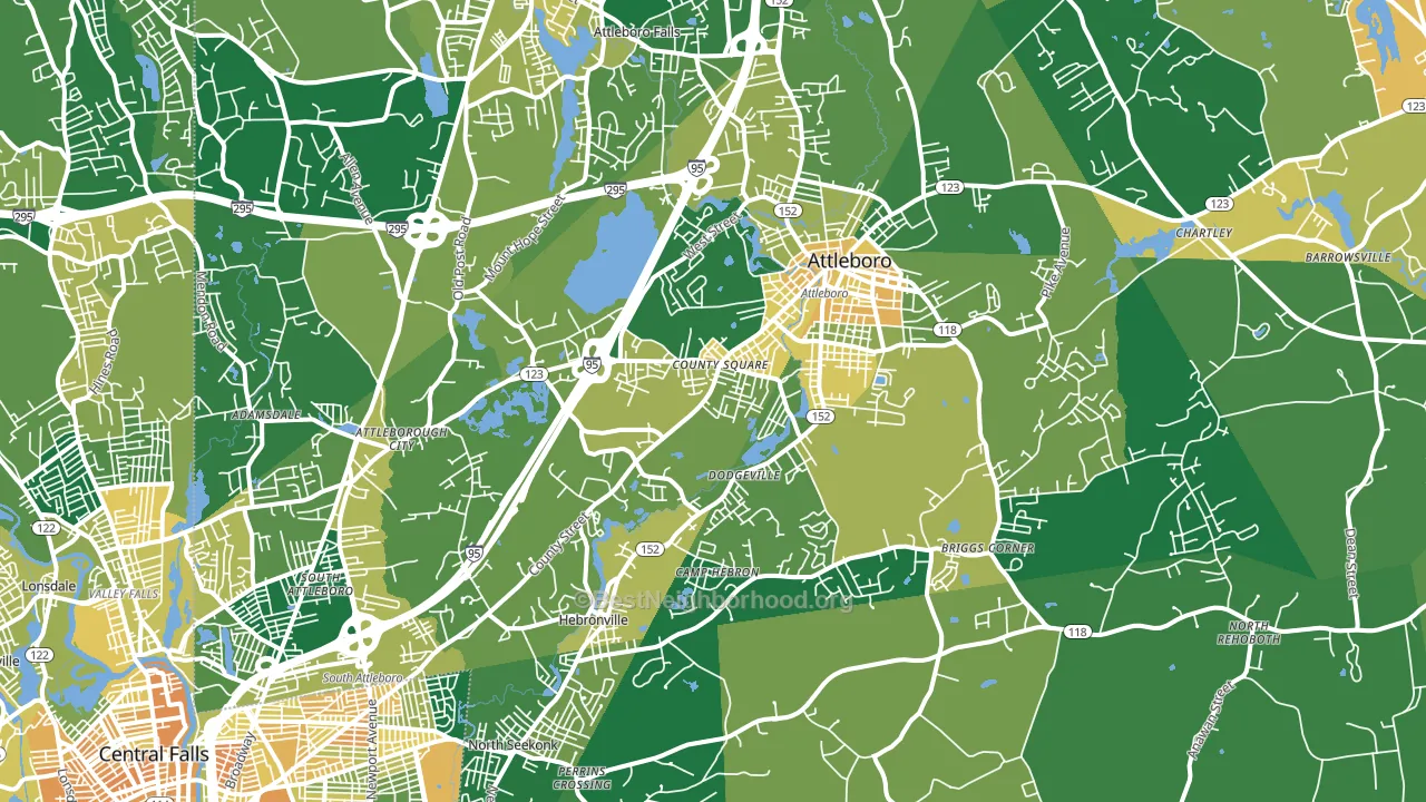 Attleboro, MA block-group voter-turnout map