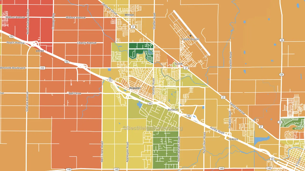 Atwater, CA block-group voter-turnout map