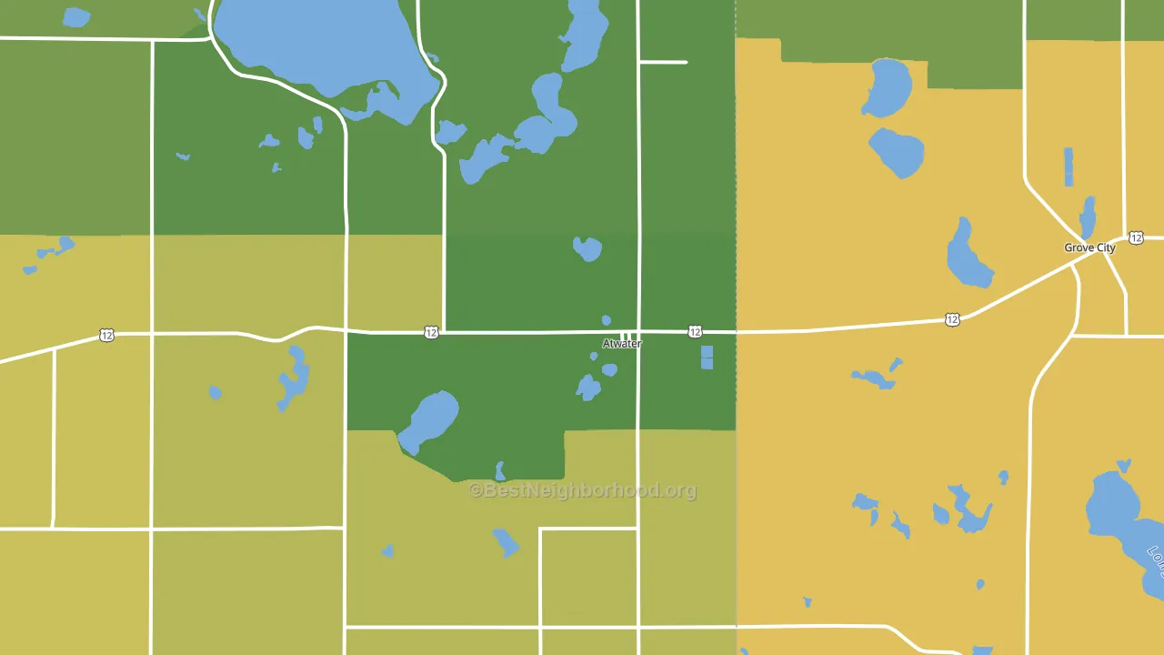 Atwater, MN block-group voter-turnout map