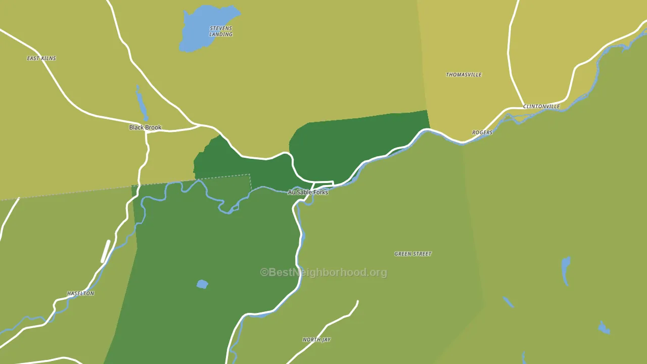 Au Sable Forks, NY block-group voter-turnout map