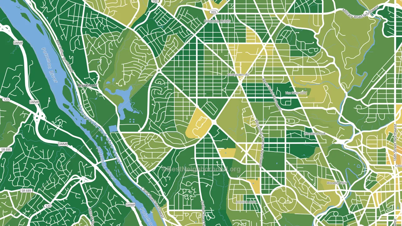 Au-Tenleytown, Washington, DC block-group voter-turnout map