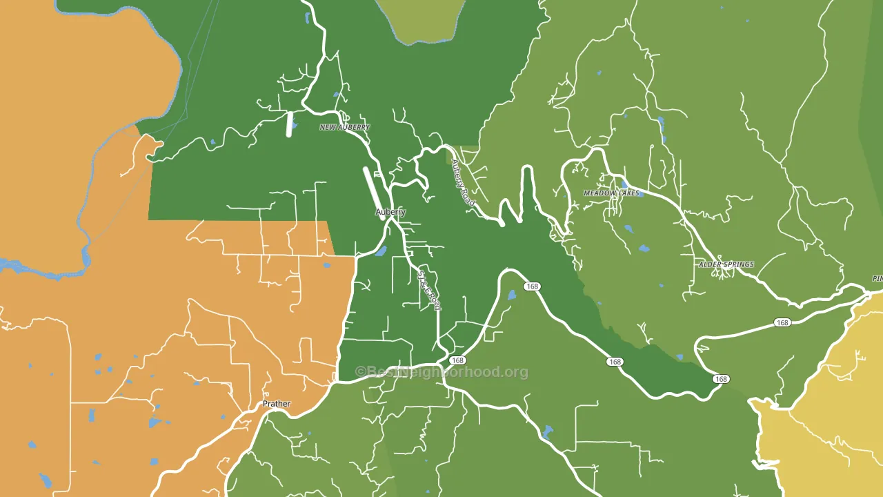 Auberry, CA block-group voter-turnout map