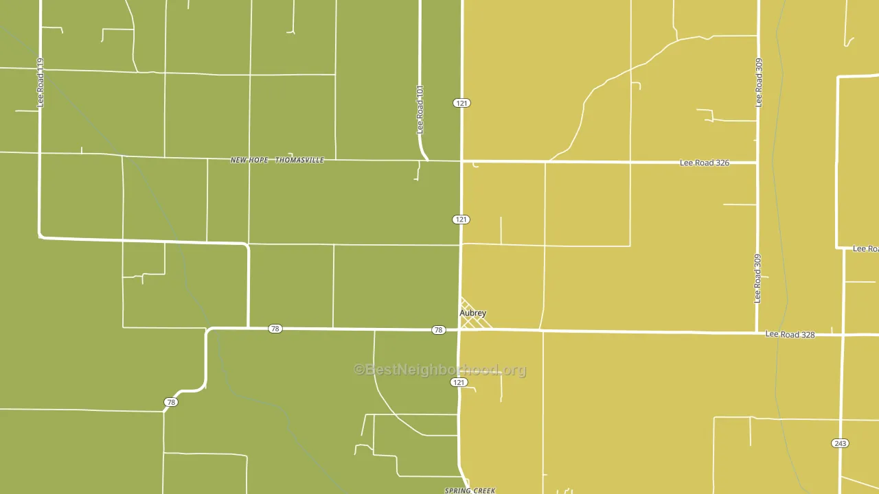 Aubrey, AR block-group voter-turnout map