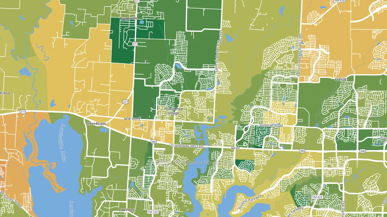 Aubrey, TX block-group voter-turnout map