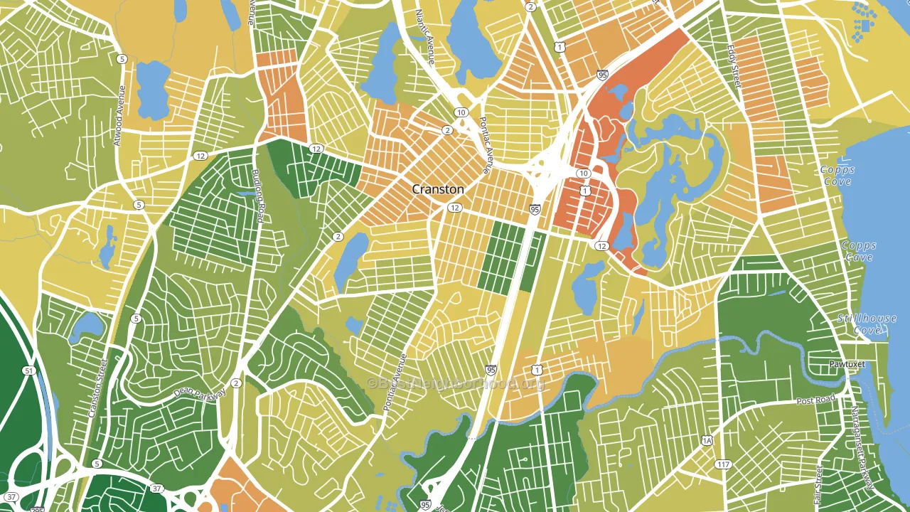 Auburn, Cranston, RI block-group voter-turnout map
