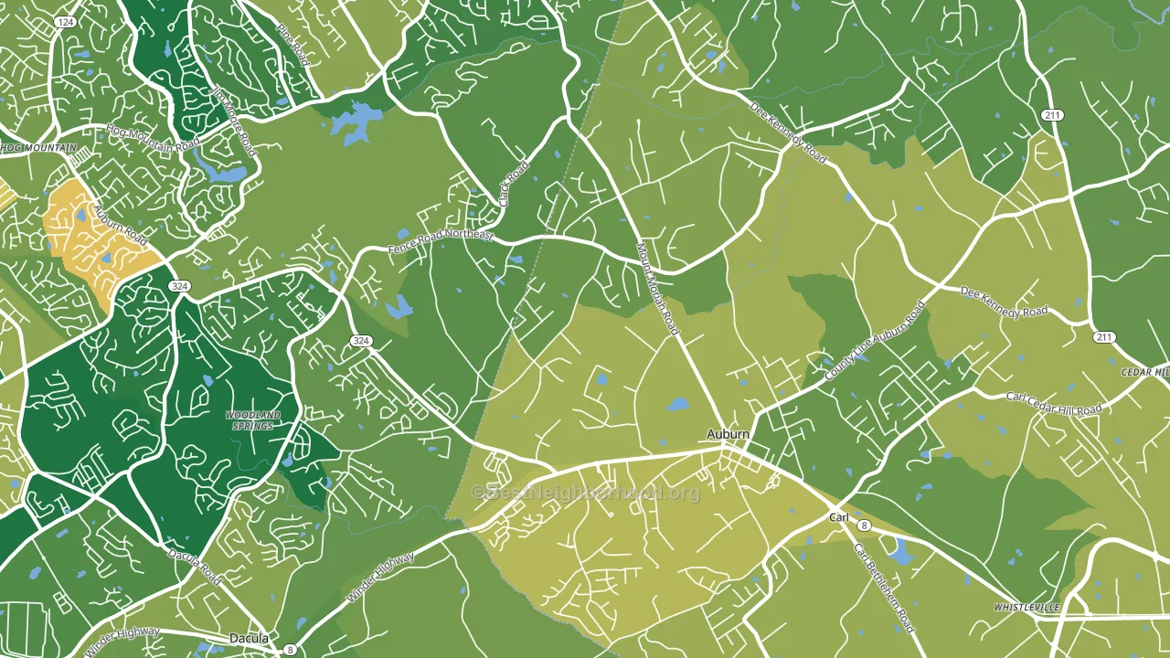 Auburn, GA block-group voter-turnout map