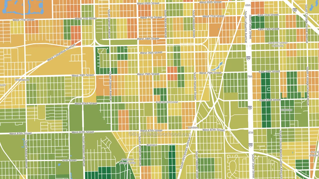 Auburn Gresham, Chicago, IL block-group voter-turnout map
