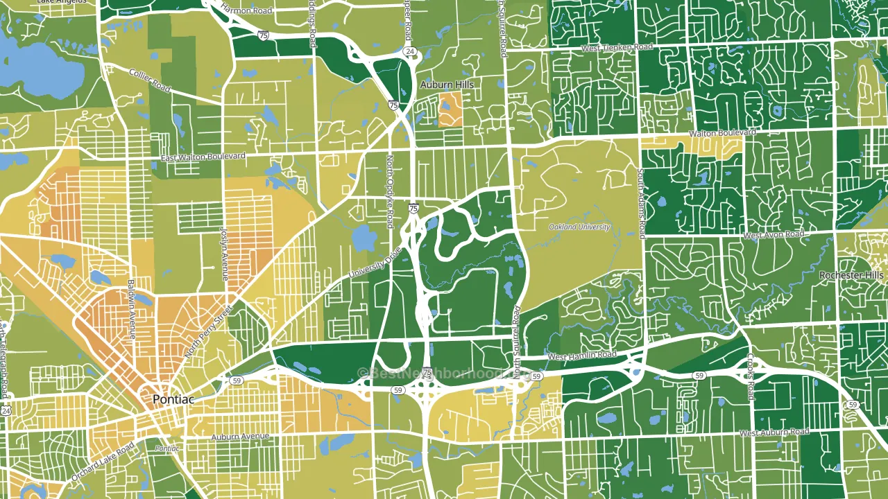 Auburn Hills, MI block-group voter-turnout map