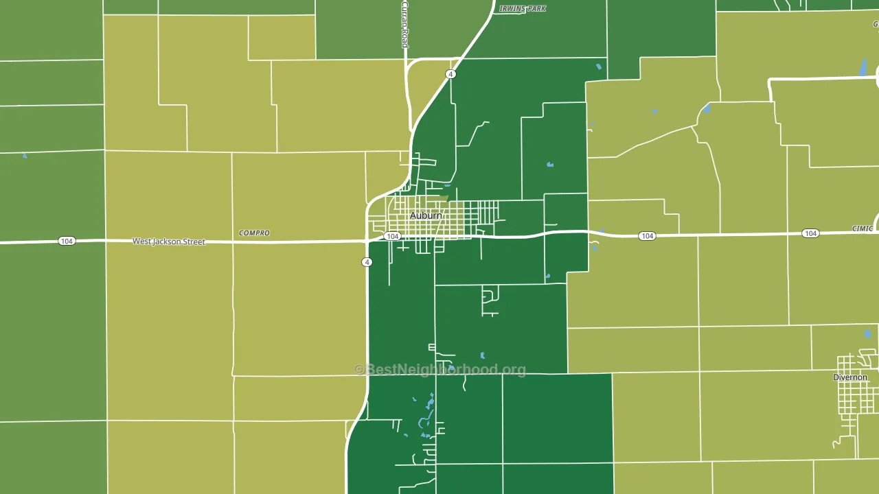 Auburn, IL block-group voter-turnout map